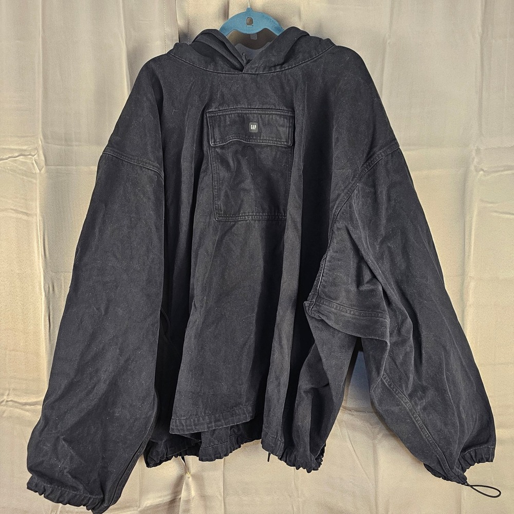 Gap X Yeezy YZY Engineered By Balenciaga Mens Black Sateen Anorak Pullover Large